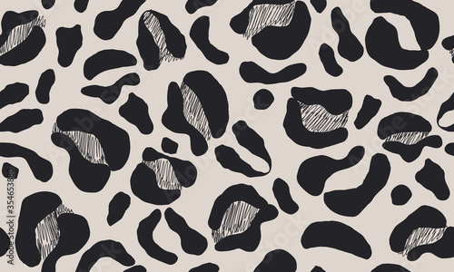 Trendy leopard print vector illustration pattern. Creative collage contemporary seamless pattern.
