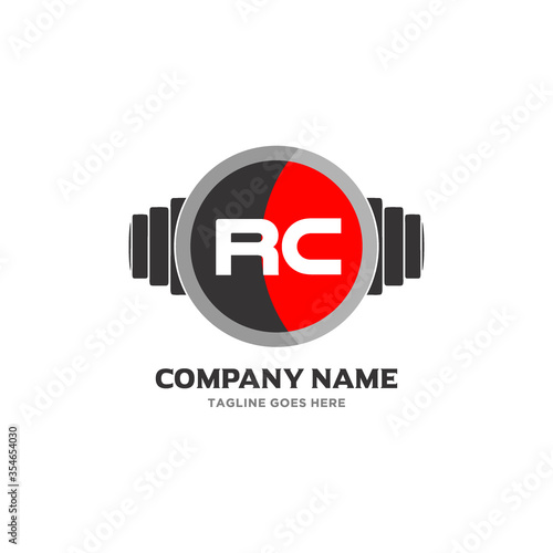 RC Letter Logo Design Icon fitness and music Vector Symbol.