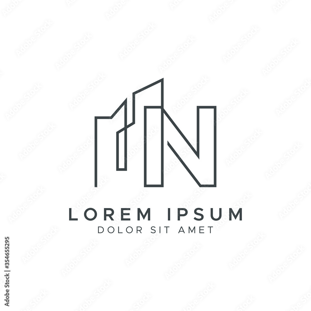 Letter N Building Logo Vector Design Template Letter N Building Logo Vector Design Template