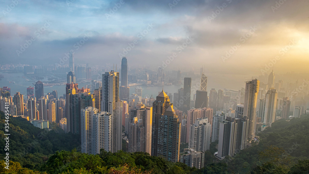Obraz premium Hong Kong skyline at sunrise