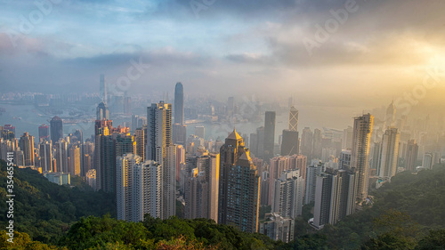 Canvas Print Hong Kong skyline at sunrise