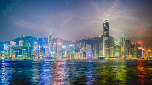 Photography Hong Kong skyline at night