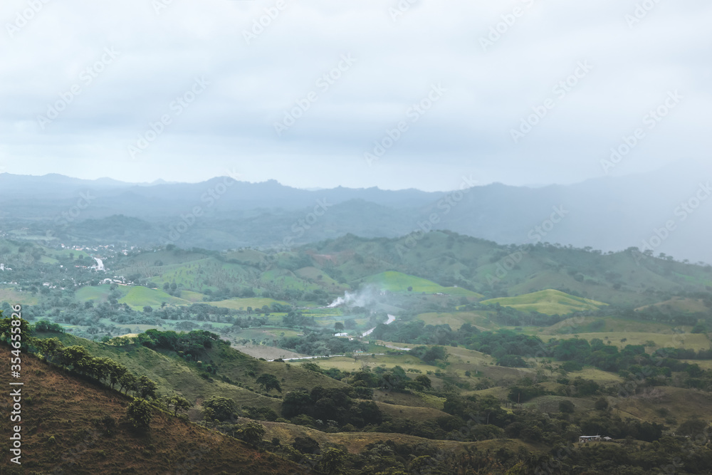 Panorama of the view from the height of mountain Redonda in the Dominican Republic