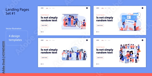 Family posing in artist studio set. Grant for coronavirus research, cook contest, lockdown. Flat vector illustration. Communication, activity concept for banner, website design or landing web page