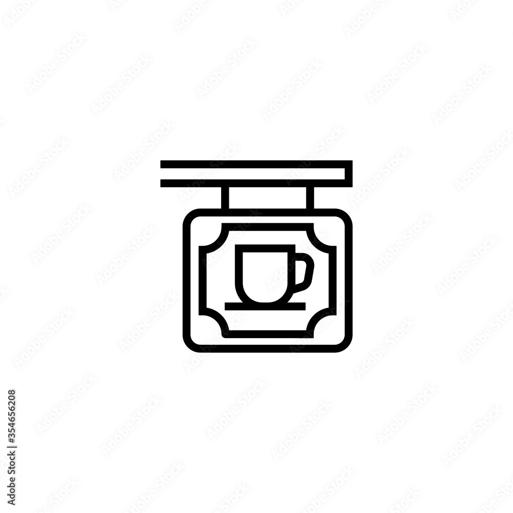 Cafe bar vector icon in linear, outline icon isolated on white background