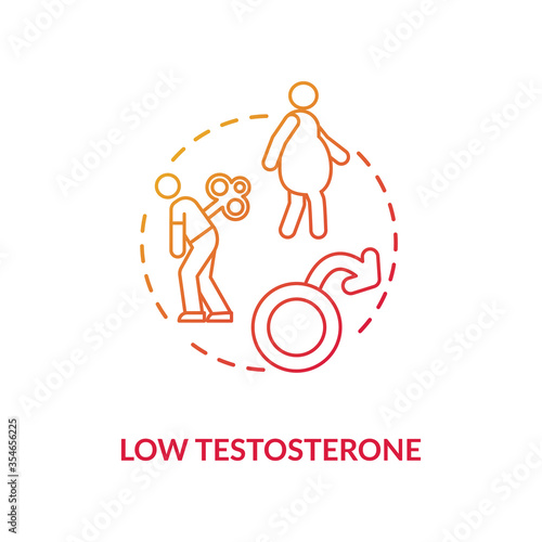 Low testosterone concept icon. Mens healthcare problem, male illness idea thin line illustration. Hormonal disorder, sexual dysfunction. Vector isolated outline RGB color drawing