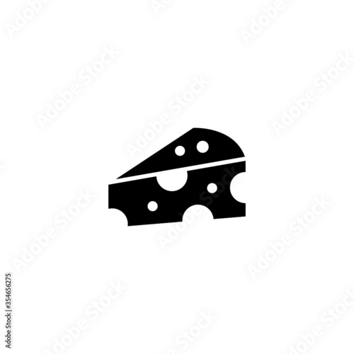 Cheese wedge vector icon in black solid flat design icon isolated on white background