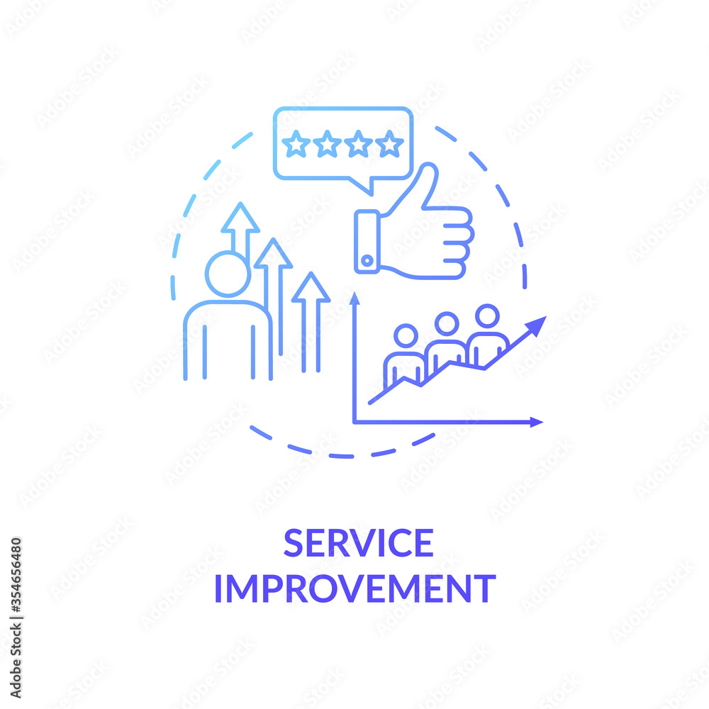 Service improvement blue gradient concept icon. Customer satisfaction level. Sharing economy business model benefit idea thin line illustration. Vector isolated outline RGB color drawing