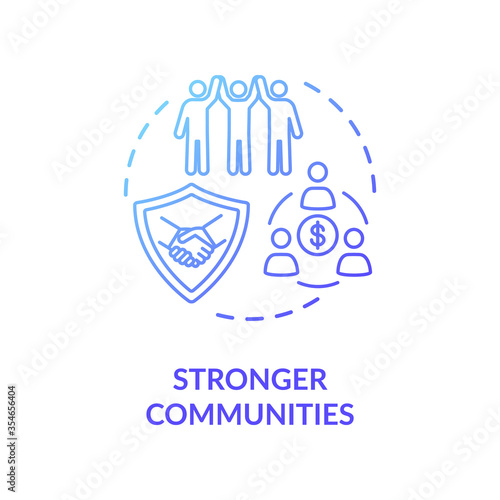 Stronger community blue gradient concept icon. Cooperation between working colleagues. Unity of people. Successful teamwork idea thin line illustration. Vector isolated outline RGB color drawing