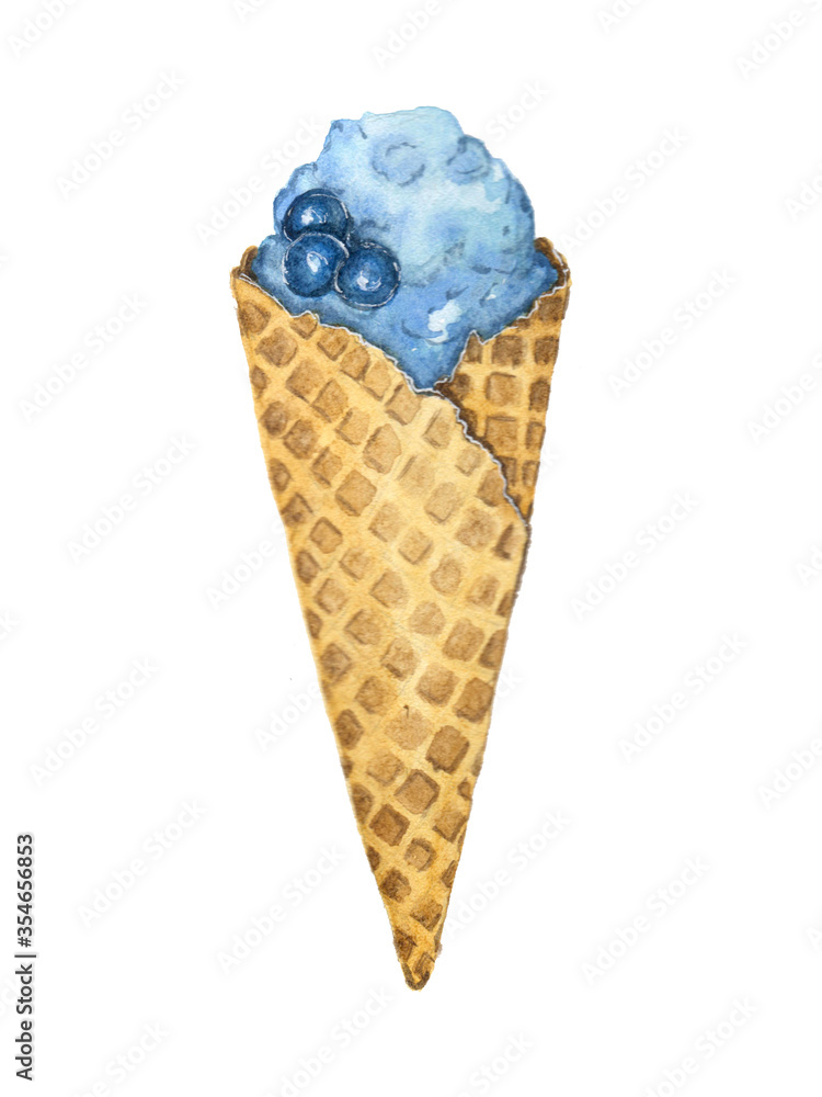 Watercolor illustration of ice cream on a white background Watercolor illustration of ice cream on a white background