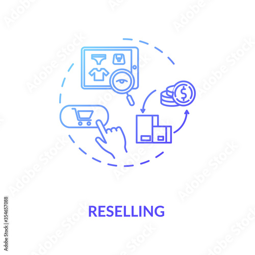 Reselling blue gradient concept icon. Internet shopping. E commerce to purchase product. Sell used goods online idea thin line illustration. Vector isolated outline RGB color drawing