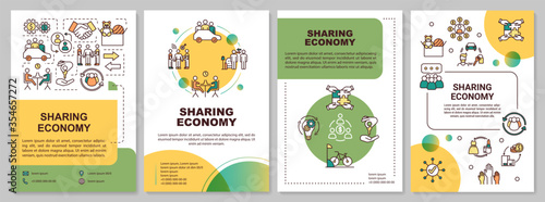 Sharing economy brochure template. Collaborative business model flyer, booklet, leaflet print, cover design with linear icons. Vector layouts for magazines, annual reports, advertising posters