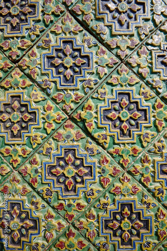 background, ceramic tiles of different colors with different patterns