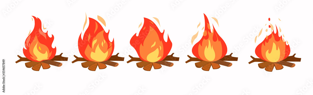 Set of fire animation, vector flat , motion footage Stock  Vector | Adobe Stock