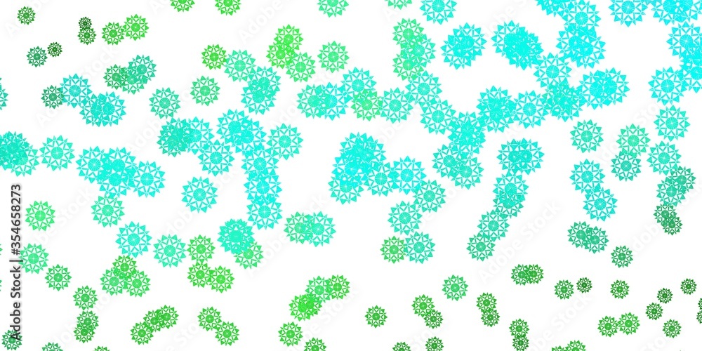 Light Green vector texture with bright snowflakes.