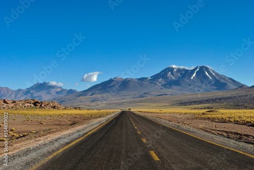 Road to the mountains in Atacama Desert.