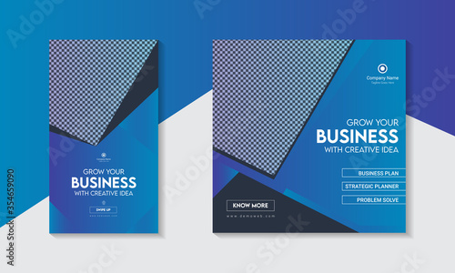 Modern  Corporate Social Media Banner Set of Instagram Stories and Post templates. Blue Social Media Post Template and Stories Templates for Business Promotion.