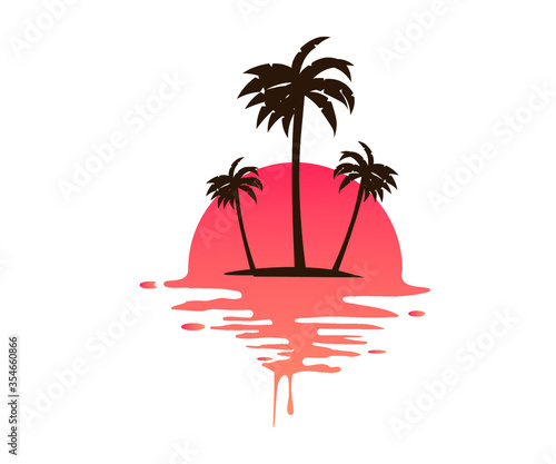 tropical island with palm trees