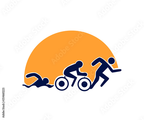 vector illustration of a biker,swimmer,runner.