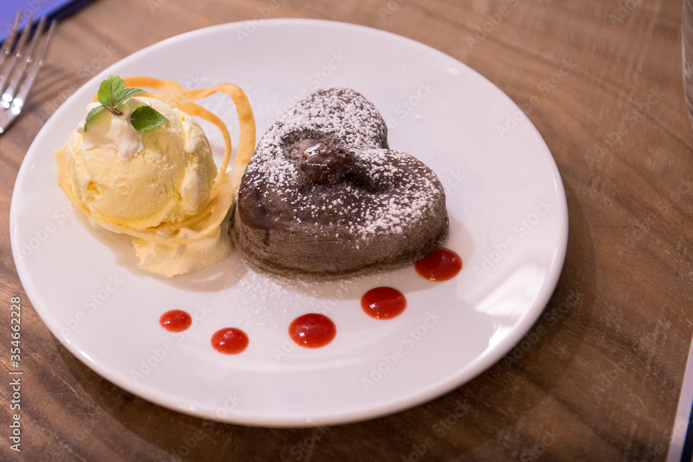 chocolate lava with vanilla ice cream chocolate lava with vanilla ice cream