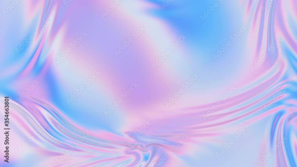 Animated 3D waving cloth texture. Liquid holographic background. Smooth silk cloth surface with ripples and folds in tissue. 4K 3D rendering seamless looping animation.