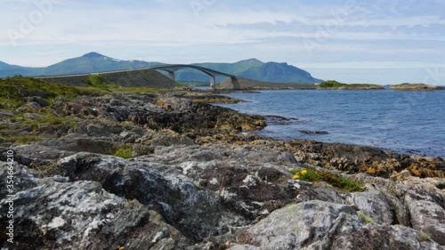 The Storseisundet Bridge on the Atlantic Road in Norway is seen. photo