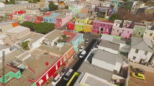 An aerial view shows traffic bustling in the city of Bo-Kaap in Cape Town, South Africa.