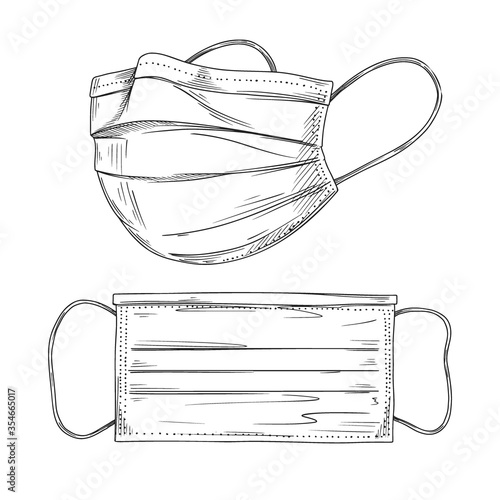 Surgical, Medical Face Mask that protects airborne diseases, viruses. Coronavirus. Defence from air pollution. Vector illustration