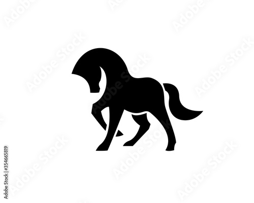 simple luxury Elegant stand black horse arabian logo design inspiration