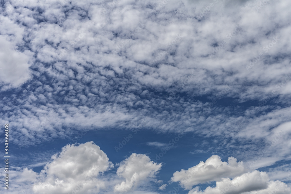 Bright summer day with cirrus and cumulus clouds in the sky Bright summer day with cirrus and cumulus clouds in the sky