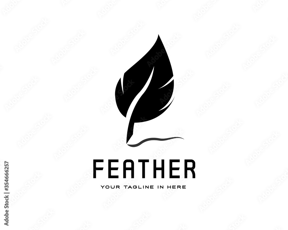 Single feather writer sign logo design inspiration Single feather writer sign logo design inspiration