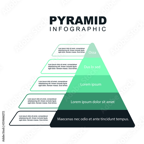 Pyramid Infographics. Funnel Pyramid with 5 charts