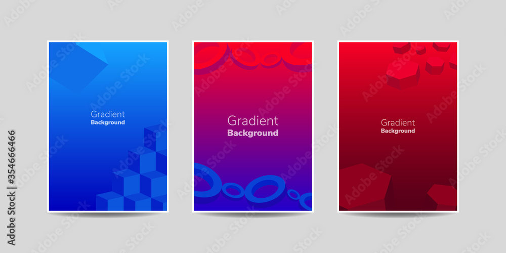 Bright abstract gradient background with 3d object. suitable for business brochure cover design. blue and red vector banner poster template