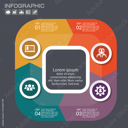 4 sided infographics background for statistics, banners, ads, websites and printed media photo