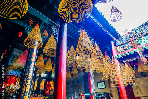 Spiral Incense at Thien Hau Temple (Hoi quan Quang Trieu pagoda) - One of Vietnamese Chinese temple at Ho Chi Minh City (Saigon), Vietnam photo