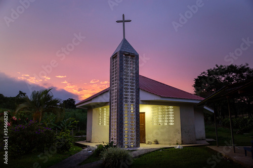 Small church at sunset