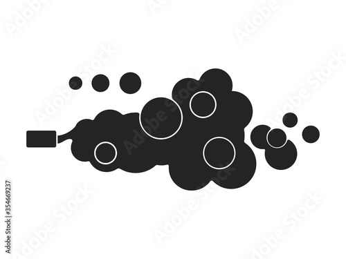 Car exhaust gases silhouette flat style. Vector isolated on white background