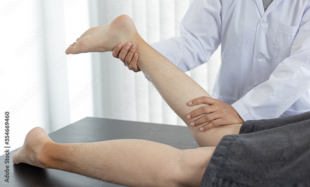 Physical therapists or physicians perform physical therapy for patients admitted to the hospital, Massage or muscle relaxation and physical therapy concept.