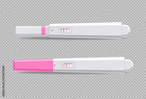 Test kit vector realistic isolated. Pregnancy or disease evaluation positive or negative. Advertise banners