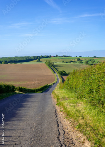 A road through the fields.