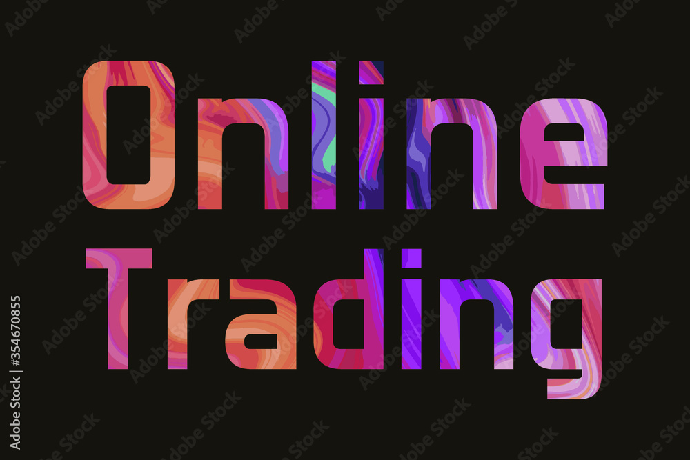 Online Trading. Colorful isolated vector saying