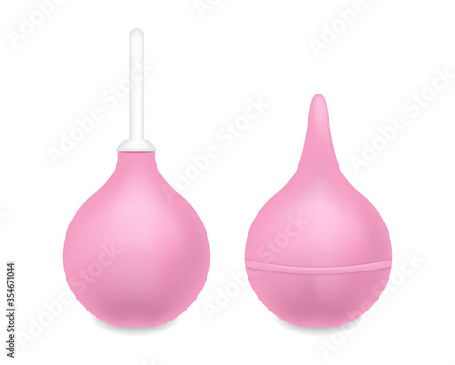 Clyster vector realistic. Medical treatment enema 3d illustrations