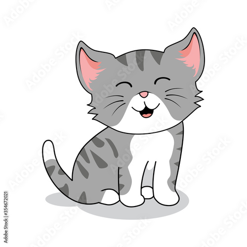 Cat Grey Cartoon Isolated