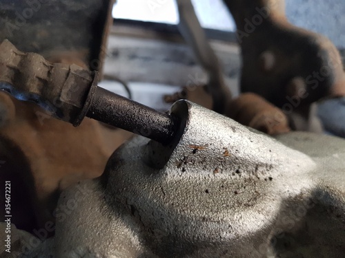 dangerous leakage brake fluid from brake caliper hose connection