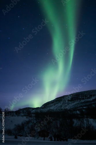The northern lights  aurora borealis  in Lapland