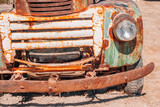 Old green van, rusted by the time