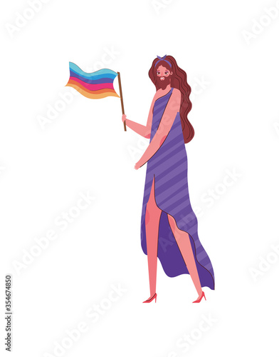 Man cartoon with costume and lgtbi flag vector design