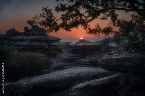 Sunset in the small labyrinth, Torcal de Antequera, Málaga