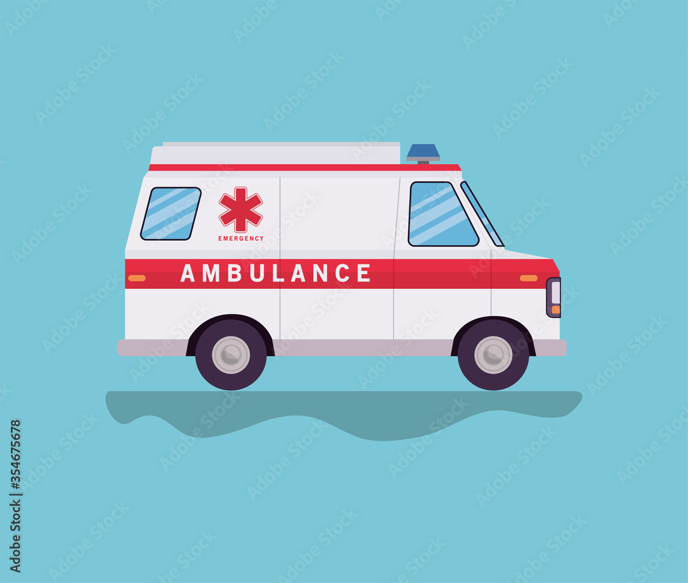 Ambulance paramedic car side view vector design