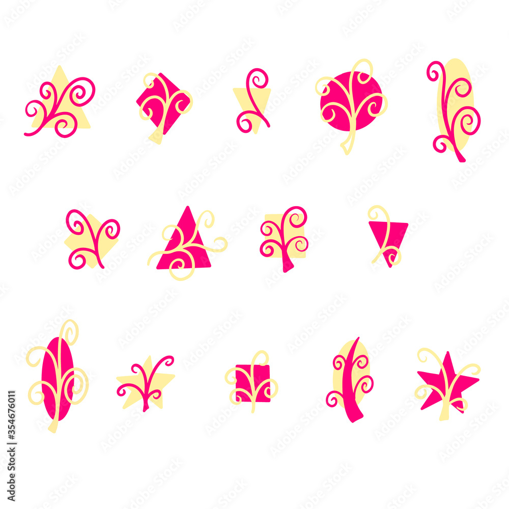 Vector Logo Design of Coffee Plant or Leaf Styles In Red and Yellow